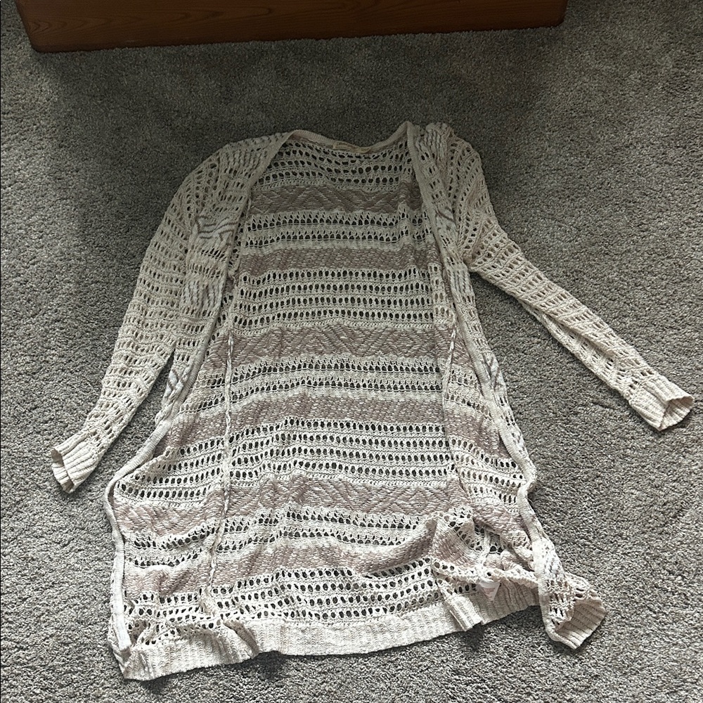 Faded Glory Women's Beige Open-Knit Cardigan